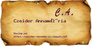 Czeider Annamária névjegykártya